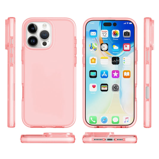 For iPhone 16 Pro Two-color Shockproof High Transparency TPU Phone Case(Pink) by buy2fix