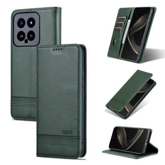 For Xiaomi 14 AZNS Magnetic Calf Texture Flip Leather Phone Case(Dark Green) - Xiaomi Cases by AZNS | Online Shopping UK | buy2fix