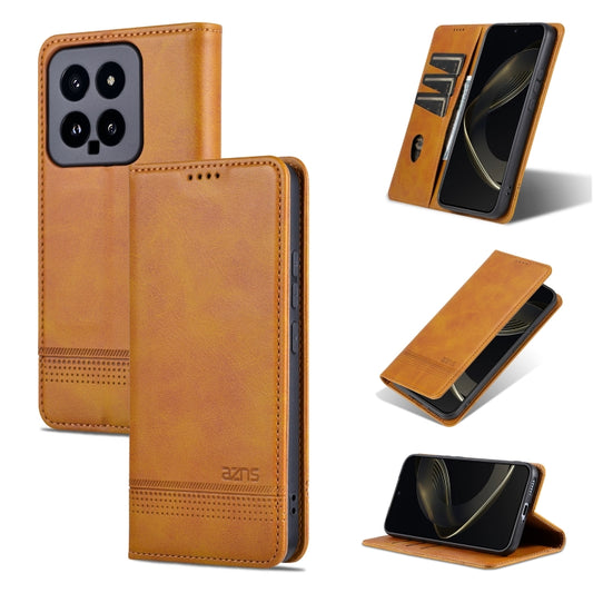 For Xiaomi 14 AZNS Magnetic Calf Texture Flip Leather Phone Case(Light Brown) - Xiaomi Cases by AZNS | Online Shopping UK | buy2fix