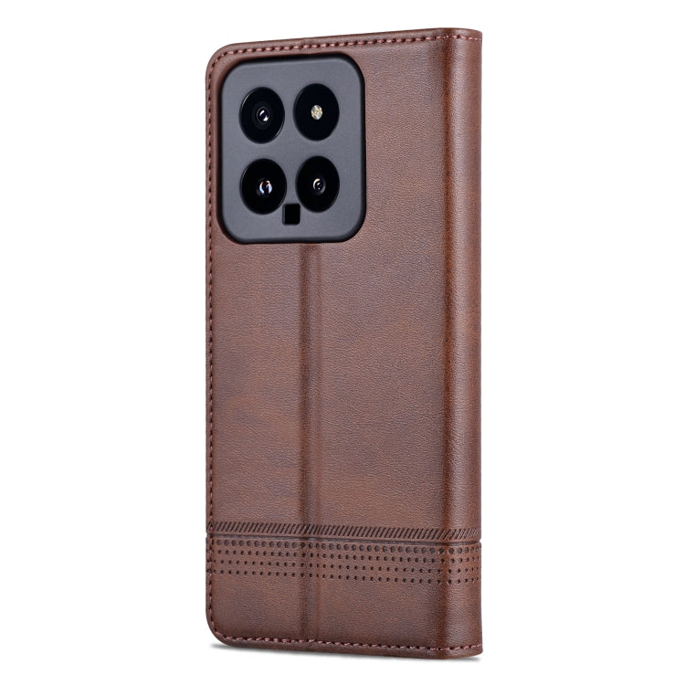 For Xiaomi 14 AZNS Magnetic Calf Texture Flip Leather Phone Case(Dark Brown) - Xiaomi Cases by AZNS | Online Shopping UK | buy2fix