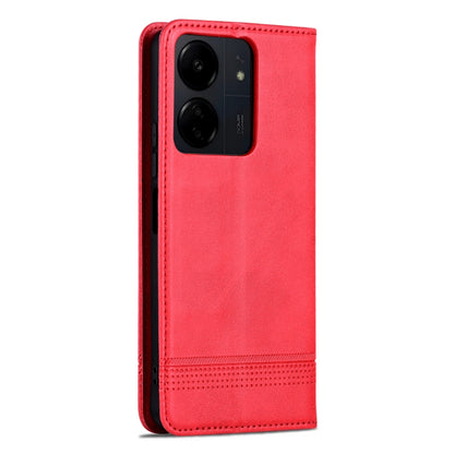 For Xiaomi Redmi 13C / Poco C65 AZNS Magnetic Calf Texture Flip Leather Phone Case(Red) by AZNS