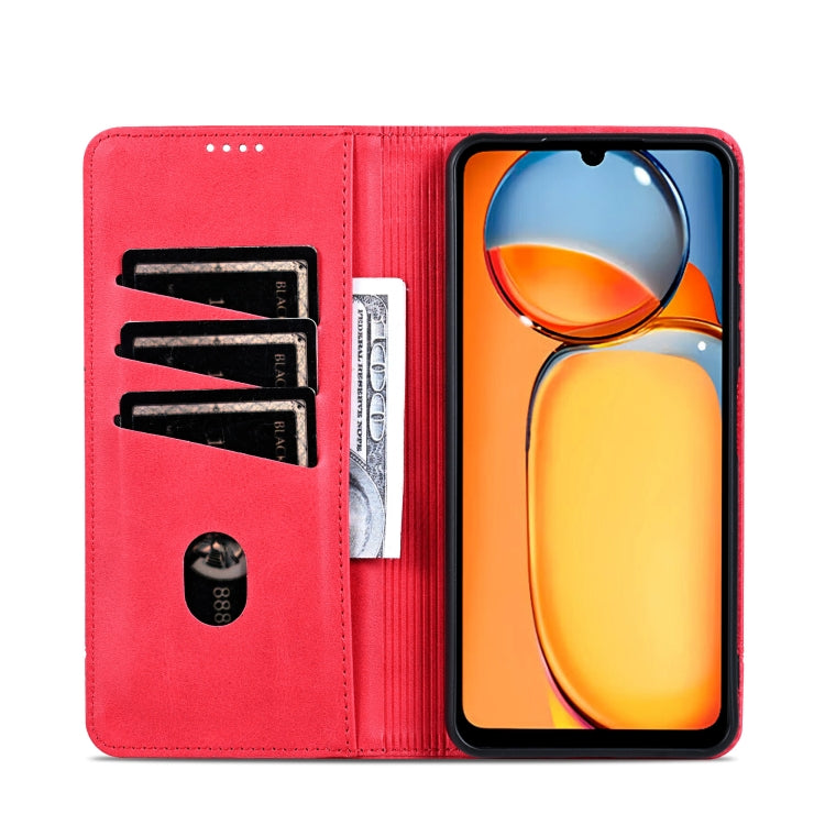 For Xiaomi Redmi 13C / Poco C65 AZNS Magnetic Calf Texture Flip Leather Phone Case(Red) by AZNS