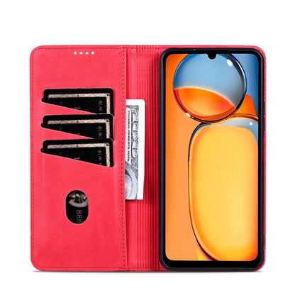 For Xiaomi Redmi 13C / Poco C65 AZNS Magnetic Calf Texture Flip Leather Phone Case(Red) by AZNS