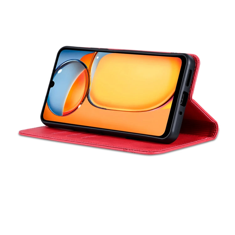 For Xiaomi Redmi 13C / Poco C65 AZNS Magnetic Calf Texture Flip Leather Phone Case(Red) by AZNS