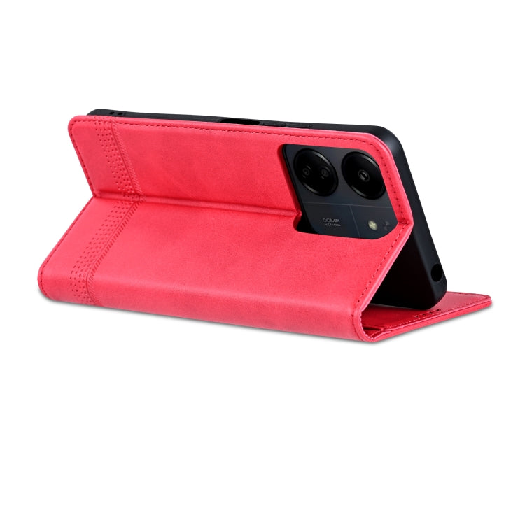 For Xiaomi Redmi 13C / Poco C65 AZNS Magnetic Calf Texture Flip Leather Phone Case(Red) by AZNS
