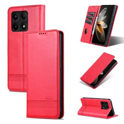For Xiaomi Redmi K70/K70 Pro AZNS Magnetic Calf Texture Flip Leather Phone Case(Red) - Xiaomi Cases by AZNS | Online Shopping UK | buy2fix