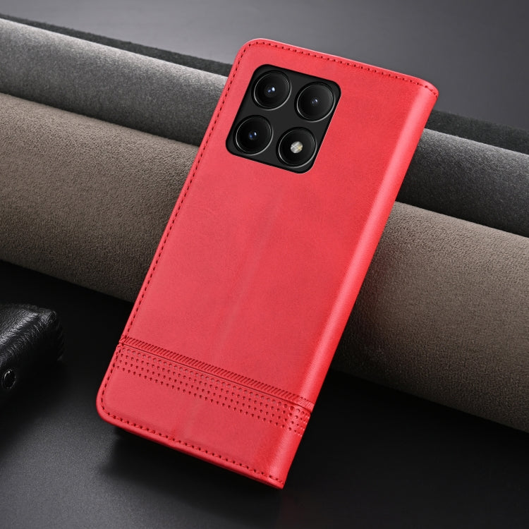 For Xiaomi Redmi K70/K70 Pro AZNS Magnetic Calf Texture Flip Leather Phone Case(Red) - Xiaomi Cases by AZNS | Online Shopping UK | buy2fix