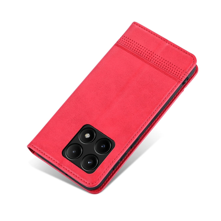 For Xiaomi Redmi K70/K70 Pro AZNS Magnetic Calf Texture Flip Leather Phone Case(Red) - Xiaomi Cases by AZNS | Online Shopping UK | buy2fix