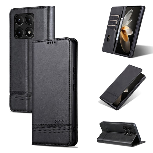For Xiaomi Redmi K70/K70 Pro AZNS Magnetic Calf Texture Flip Leather Phone Case(Black) - Xiaomi Cases by AZNS | Online Shopping UK | buy2fix