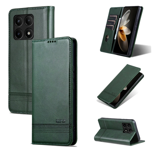 For Xiaomi Redmi K70/K70 Pro AZNS Magnetic Calf Texture Flip Leather Phone Case(Dark Green) - Xiaomi Cases by AZNS | Online Shopping UK | buy2fix