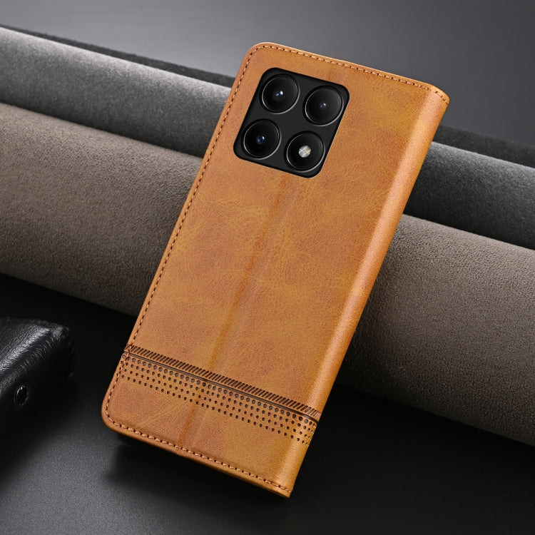 For Xiaomi Redmi K70/K70 Pro AZNS Magnetic Calf Texture Flip Leather Phone Case(Light Brown) - Xiaomi Cases by AZNS | Online Shopping UK | buy2fix