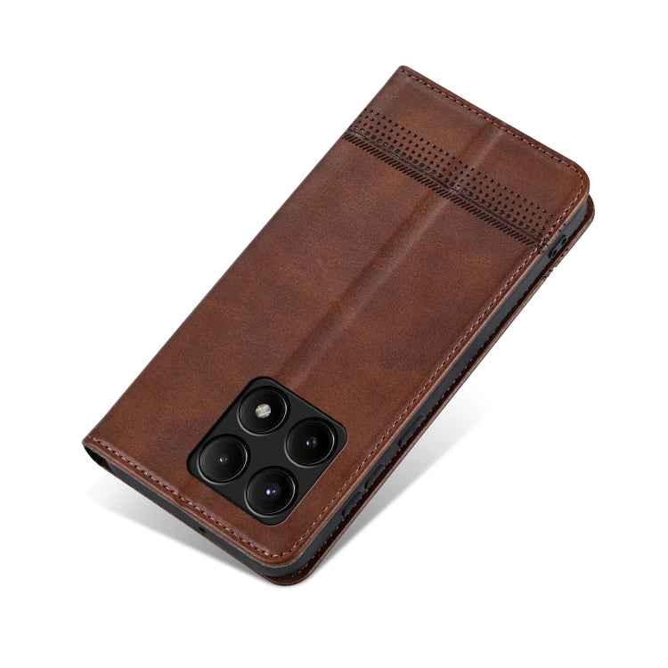 For Xiaomi Redmi K70/K70 Pro AZNS Magnetic Calf Texture Flip Leather Phone Case(Dark Brown) - Xiaomi Cases by AZNS | Online Shopping UK | buy2fix