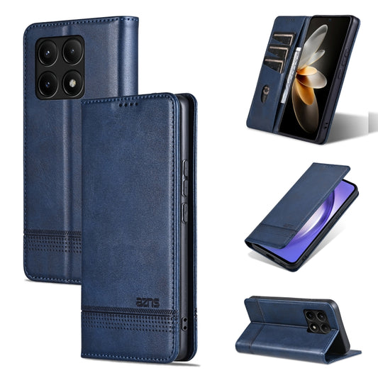 For Xiaomi Redmi K70E AZNS Magnetic Calf Texture Flip Leather Phone Case(Dark Blue) - Xiaomi Cases by AZNS | Online Shopping UK | buy2fix