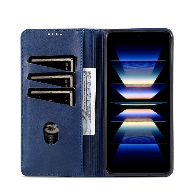 For Xiaomi Redmi Note 13 4G AZNS Magnetic Calf Texture Flip Leather Phone Case(Dark Blue) - Xiaomi Cases by AZNS | Online Shopping UK | buy2fix