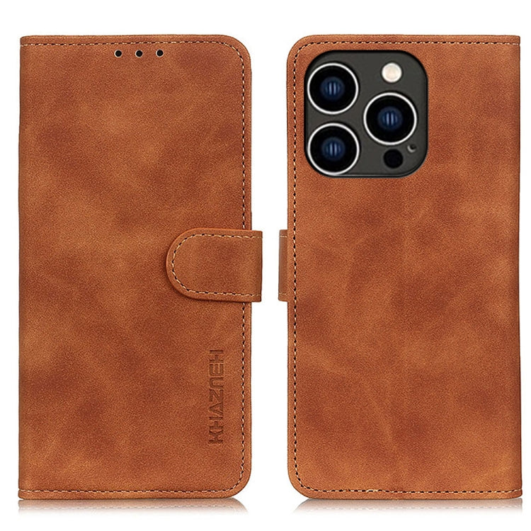 For iPhone 16 Pro KHAZNEH Retro Texture Leather Phone Case(Brown) by buy2fix
