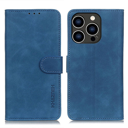 For iPhone 16 Pro Max KHAZNEH Retro Texture Leather Phone Case(Blue) by buy2fix