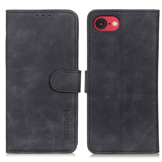 For iPhone 16e KHAZNEH Retro Texture Leather Phone Case(Black) by buy2fix