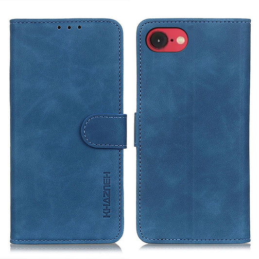 For iPhone 16e KHAZNEH Retro Texture Leather Phone Case(Blue) by buy2fix