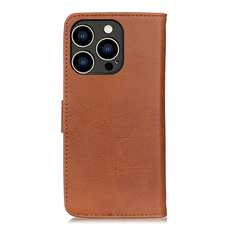 For iPhone 16 Pro KHAZNEH Cowhide Texture Horizontal Flip Leather Phone Case(Brown) by buy2fix