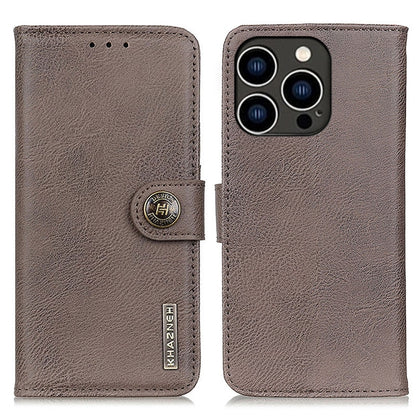 For iPhone 16 Pro KHAZNEH Cowhide Texture Horizontal Flip Leather Phone Case(Khaki) by buy2fix