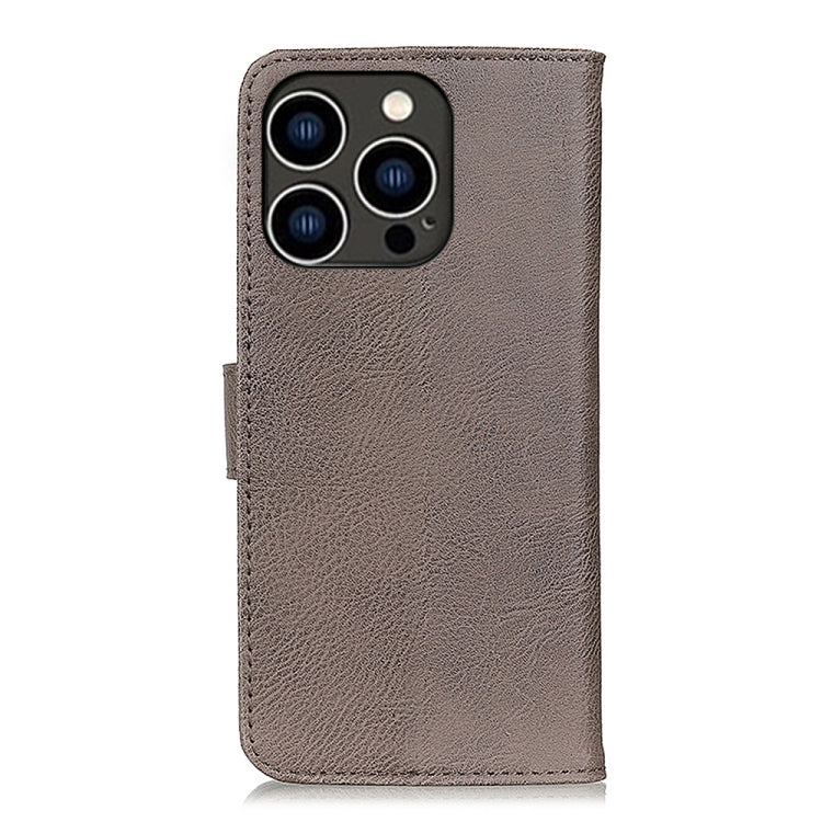 For iPhone 16 Pro KHAZNEH Cowhide Texture Horizontal Flip Leather Phone Case(Khaki) by buy2fix