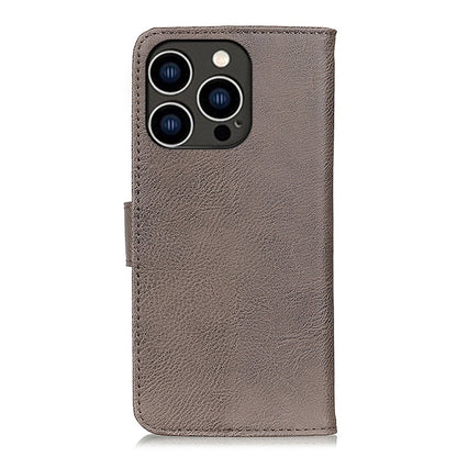 For iPhone 16 Pro KHAZNEH Cowhide Texture Horizontal Flip Leather Phone Case(Khaki) by buy2fix