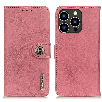 For iPhone 16 Pro KHAZNEH Cowhide Texture Horizontal Flip Leather Phone Case(Pink) by buy2fix