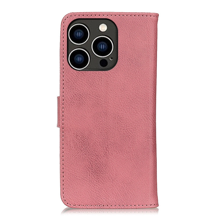 For iPhone 16 Pro KHAZNEH Cowhide Texture Horizontal Flip Leather Phone Case(Pink) by buy2fix
