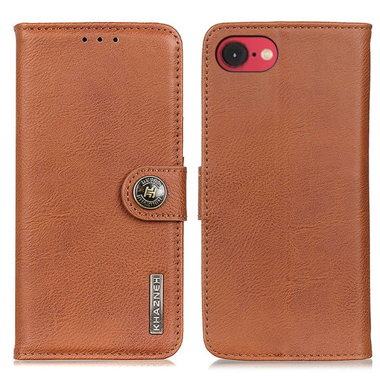 For iPhone 16e KHAZNEH Cowhide Texture Horizontal Flip Leather Phone Case(Brown) by buy2fix