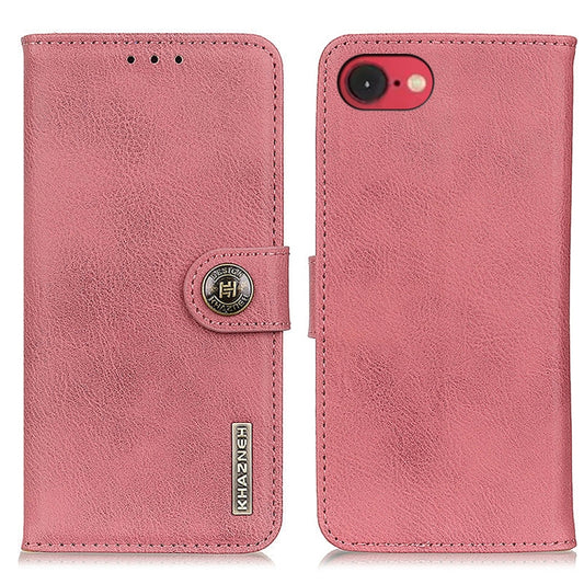 For iPhone 16e KHAZNEH Cowhide Texture Horizontal Flip Leather Phone Case(Pink) by buy2fix