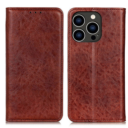 For iPhone 16 Pro Magnetic Crazy Horse Texture Horizontal Flip Leather Phone Case(Brown) by buy2fix