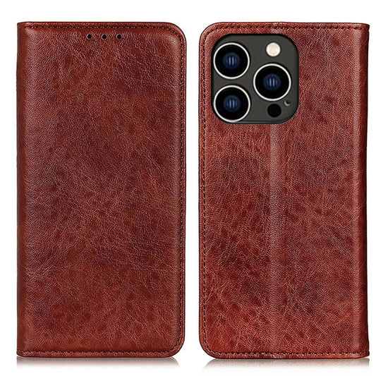 For iPhone 16 Pro Magnetic Crazy Horse Texture Horizontal Flip Leather Phone Case(Brown) by buy2fix