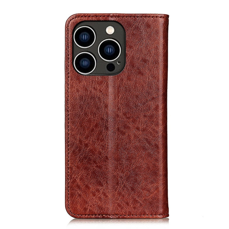 For iPhone 16 Pro Magnetic Crazy Horse Texture Horizontal Flip Leather Phone Case(Brown) by buy2fix