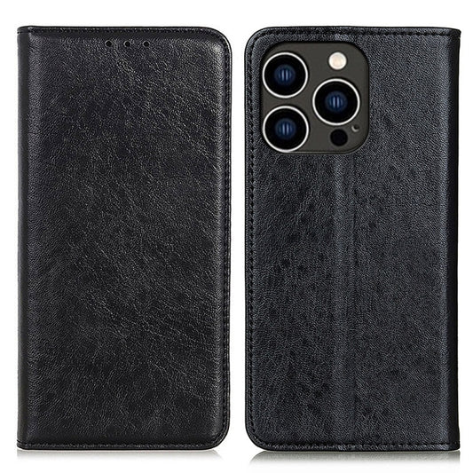 For iPhone 16 Pro Max Magnetic Crazy Horse Texture Horizontal Flip Leather Phone Case(Black) by buy2fix