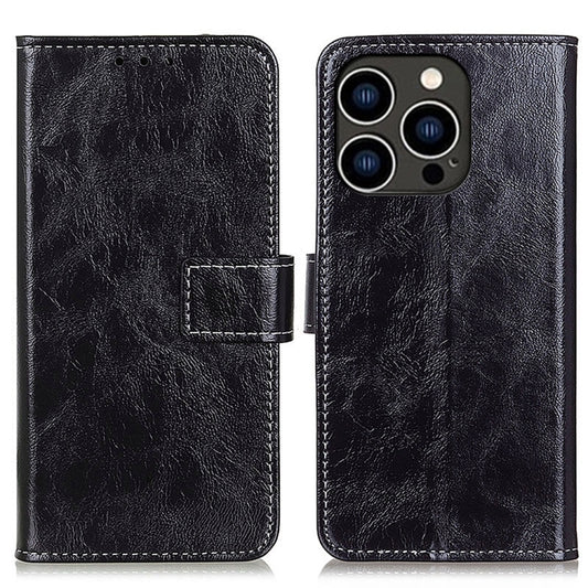 For iPhone 16 Pro Retro Crazy Horse Texture Horizontal Flip Leather Phone Case(Black) by buy2fix
