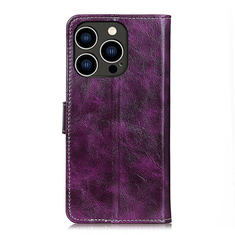 For iPhone 16 Pro Max Retro Crazy Horse Texture Horizontal Flip Leather Phone Case(Purple) by buy2fix