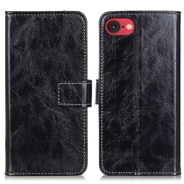 For iPhone 16e Retro Crazy Horse Texture Horizontal Flip Leather Phone Case(Black) by buy2fix