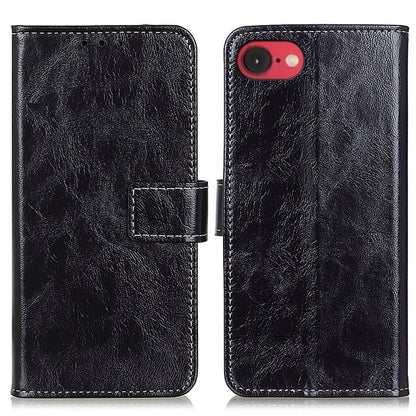For iPhone 16e Retro Crazy Horse Texture Horizontal Flip Leather Phone Case(Black) by buy2fix