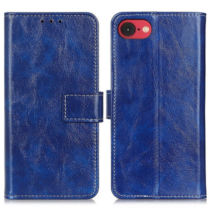 For iPhone 16e Retro Crazy Horse Texture Horizontal Flip Leather Phone Case(Blue) by buy2fix