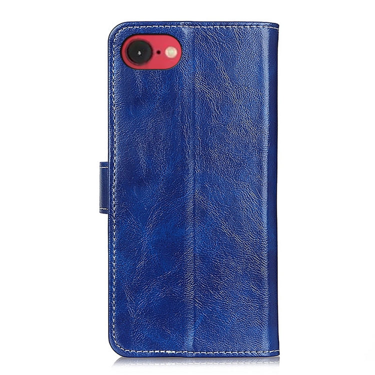 For iPhone 16e Retro Crazy Horse Texture Horizontal Flip Leather Phone Case(Blue) by buy2fix