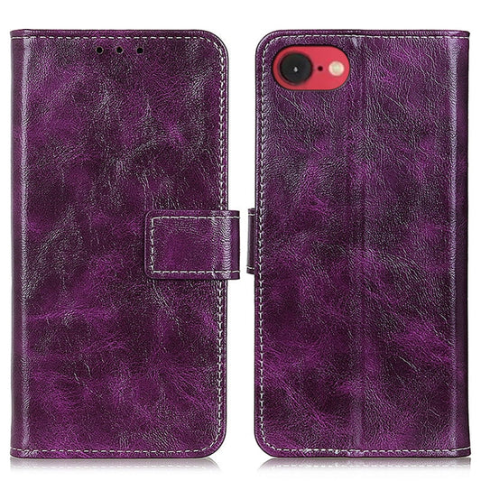 For iPhone 16e Retro Crazy Horse Texture Horizontal Flip Leather Phone Case(Purple) by buy2fix