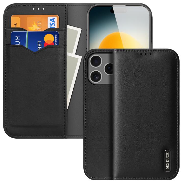 For iPhone 17 Pro Max DUX DUCIS Hivo Series Cowhide + PU + TPU Flip Phone Case(Black) - iPhone 17 Pro Max Cases by DUX DUCIS | Online Shopping UK | buy2fix