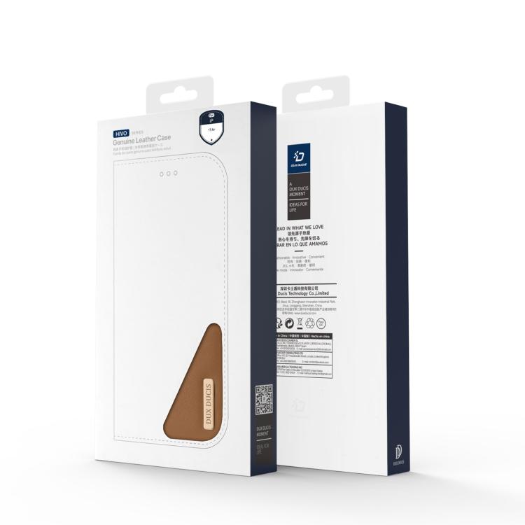 For iPhone 17 Air DUX DUCIS Hivo Series Cowhide + PU + TPU Flip Phone Case(Brown) - iPhone 17 Air Cases by DUX DUCIS | Online Shopping UK | buy2fix