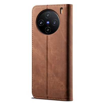 For vivo X100 Denim Texture Flip Leather Phone Case(Brown) - vivo Cases by imak | Online Shopping UK | buy2fix