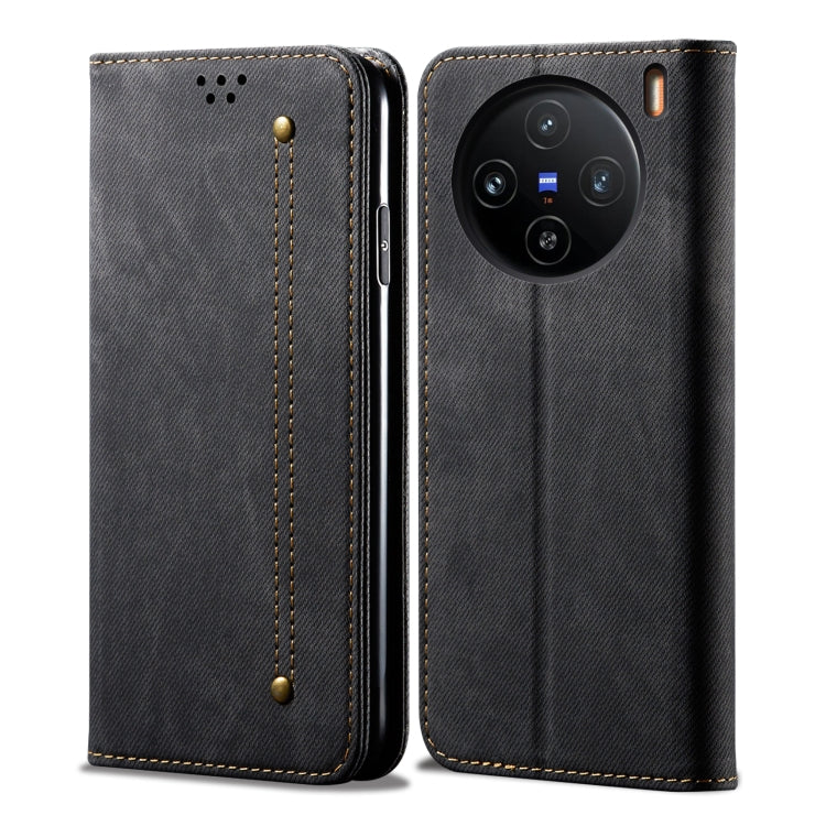 For vivo X100 Denim Texture Flip Leather Phone Case(Black) - vivo Cases by imak | Online Shopping UK | buy2fix