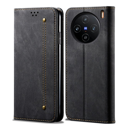 For vivo X100 Denim Texture Flip Leather Phone Case(Black) - vivo Cases by imak | Online Shopping UK | buy2fix