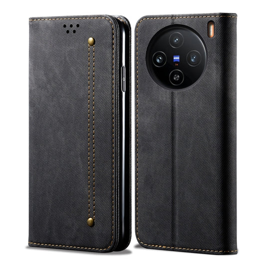 For vivo X100 Denim Texture Flip Leather Phone Case(Black) - vivo Cases by imak | Online Shopping UK | buy2fix