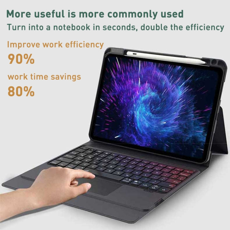 For iPad 10th Gen 10.9 2022 Integrated Bluetooth Keyboard Leather Case with Backlight & Touchpad(Black) - Universal by buy2fix | Online Shopping UK | buy2fix