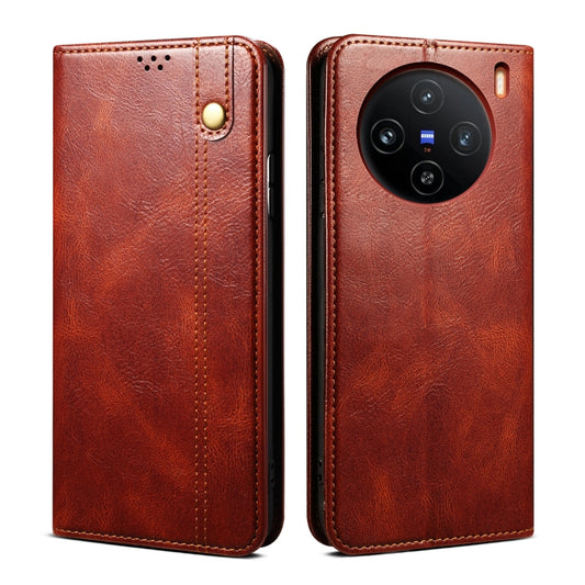 For vivo X100 Oil Wax Crazy Horse Texture Leather Phone Case(Brown) - vivo Cases by imak | Online Shopping UK | buy2fix