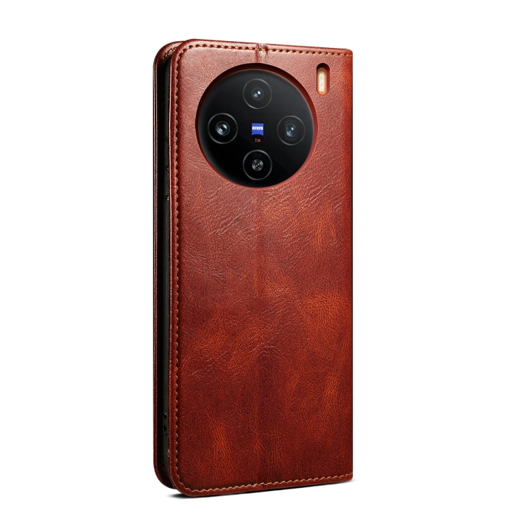 For vivo X100 Oil Wax Crazy Horse Texture Leather Phone Case(Brown) - vivo Cases by imak | Online Shopping UK | buy2fix